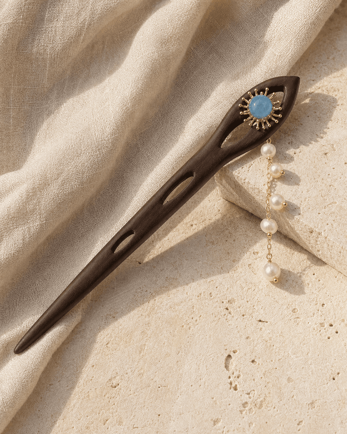 The Blue Sun - Hair Stick - MythRealms pearl jewelry