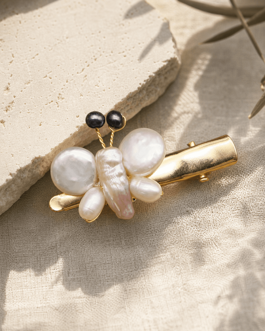 The Pearl Moth - Hair Clip - MythRealms pearl jewelry