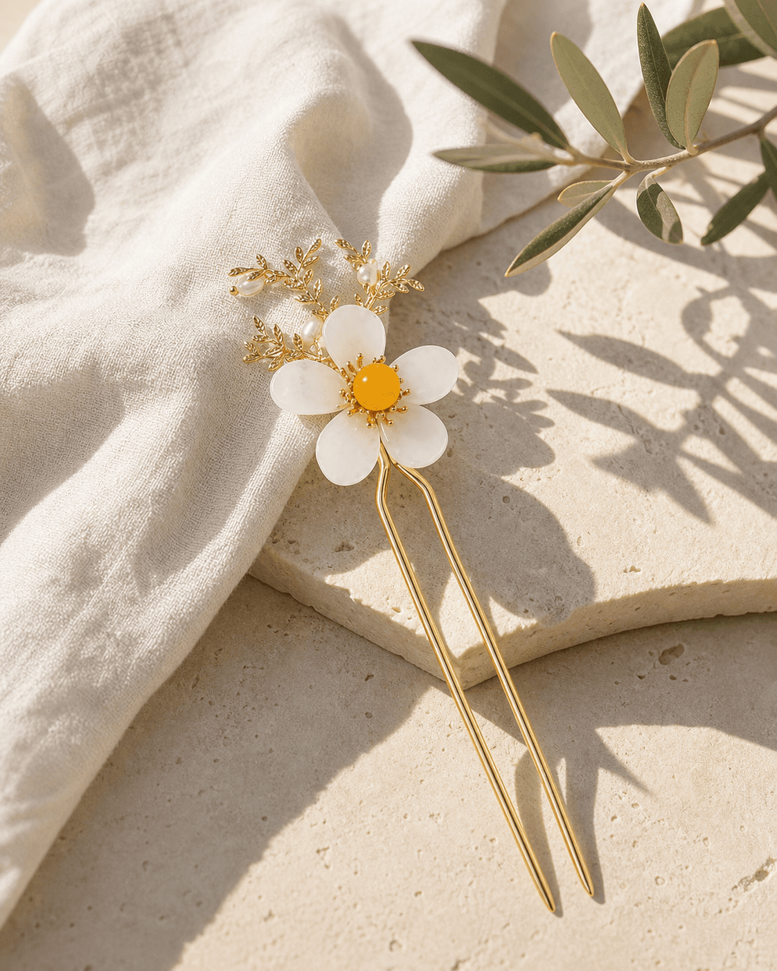 The Amber Bloom - U Pin - MythRealms pearl jewelry