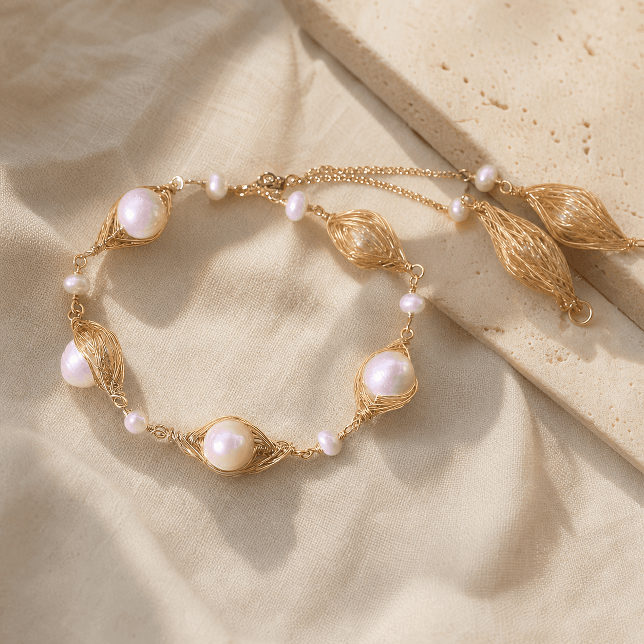 The Leaf Line - Bracelet - MythRealms pearl jewelry