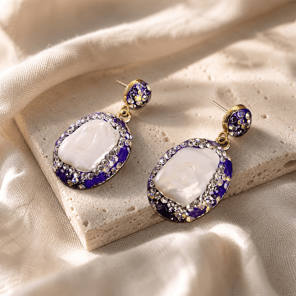 The Violet Rain - Earrings - MythRealms pearl jewelry