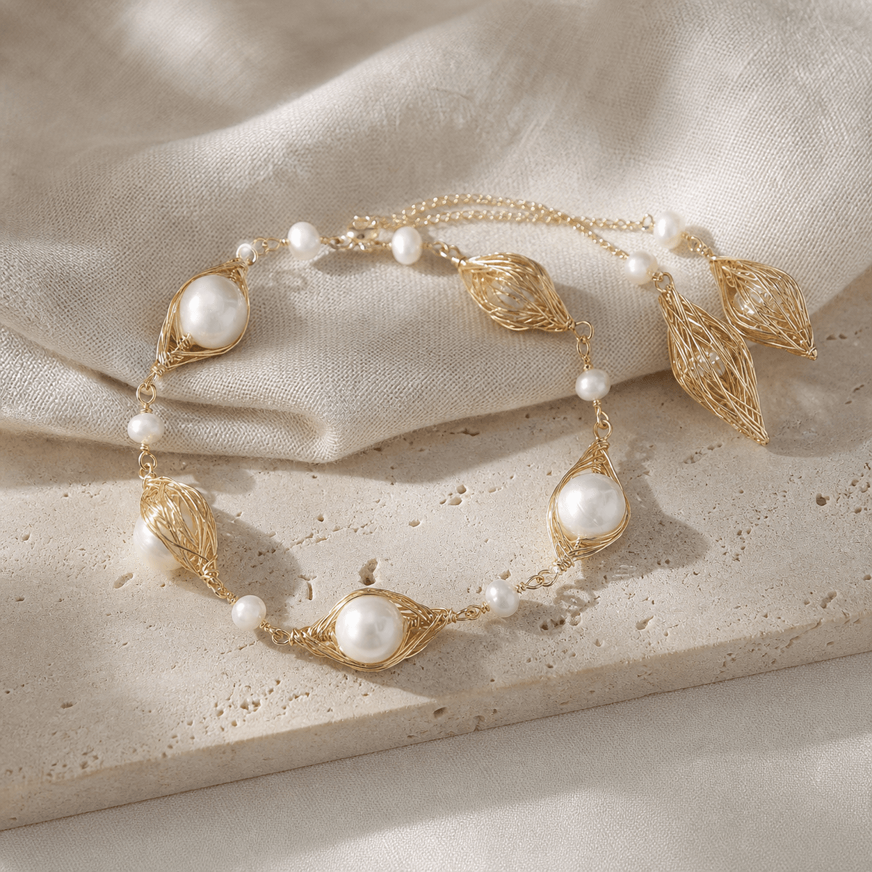 The Golden Shell - Bracelet - MythRealms pearl jewelry