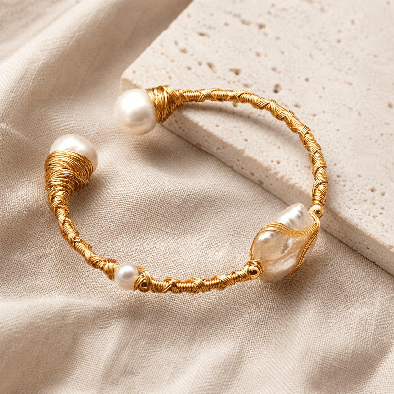 The Shell Twist - Bracelet - MythRealms pearl jewelry
