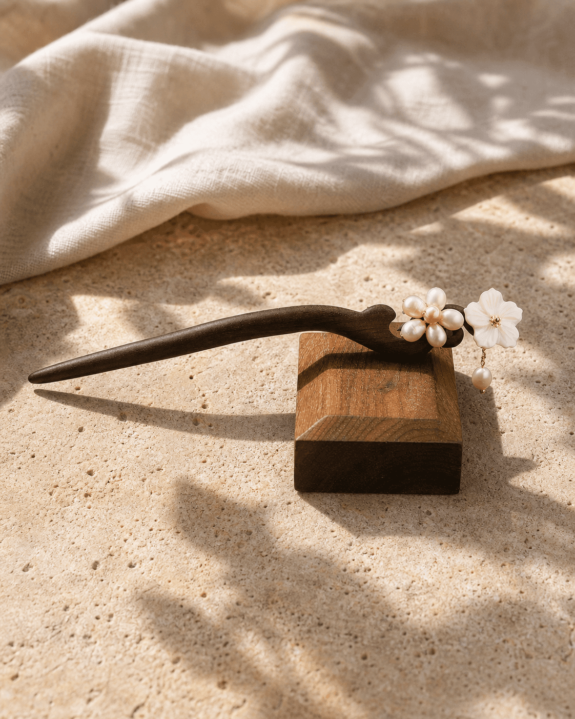 The Ivory Woodflower - Hair Stick - MythRealms pearl jewelry