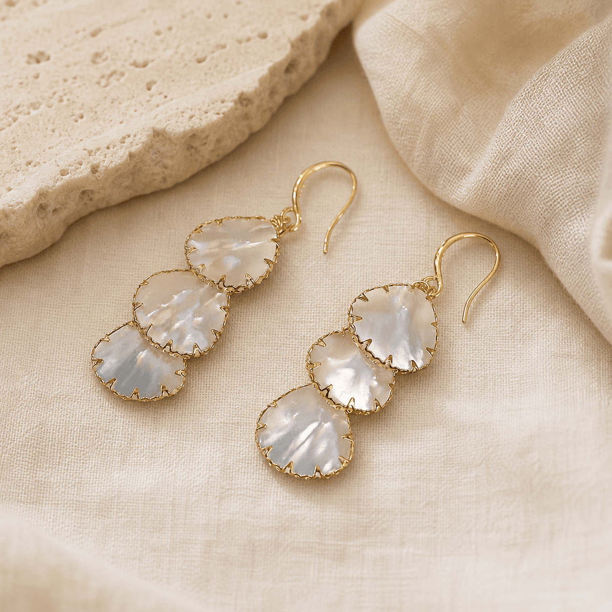 The Triple Light - Earrings - MythRealms pearl jewelry
