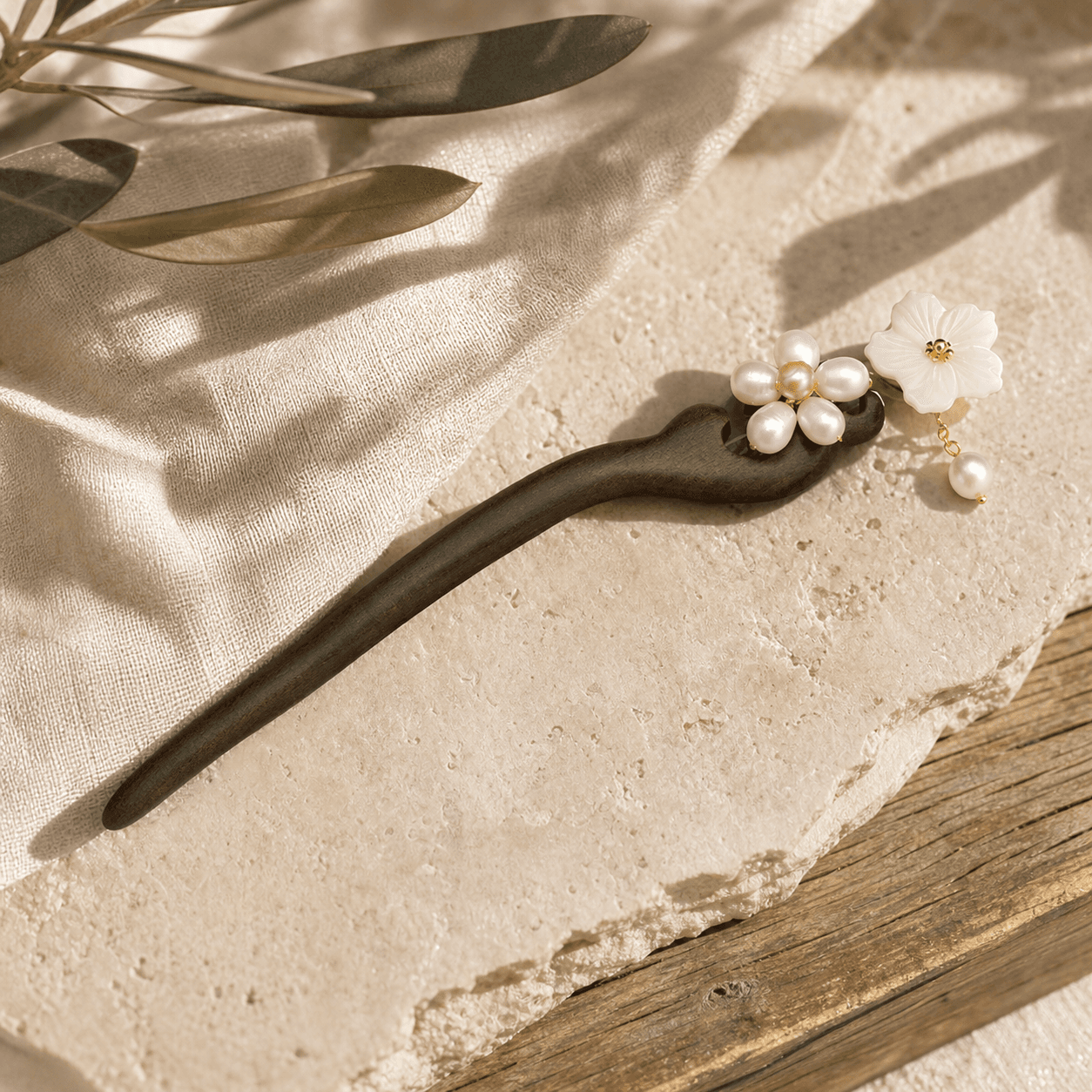 The Woodflower Pearl - Hair Stick - MythRealms pearl jewelry