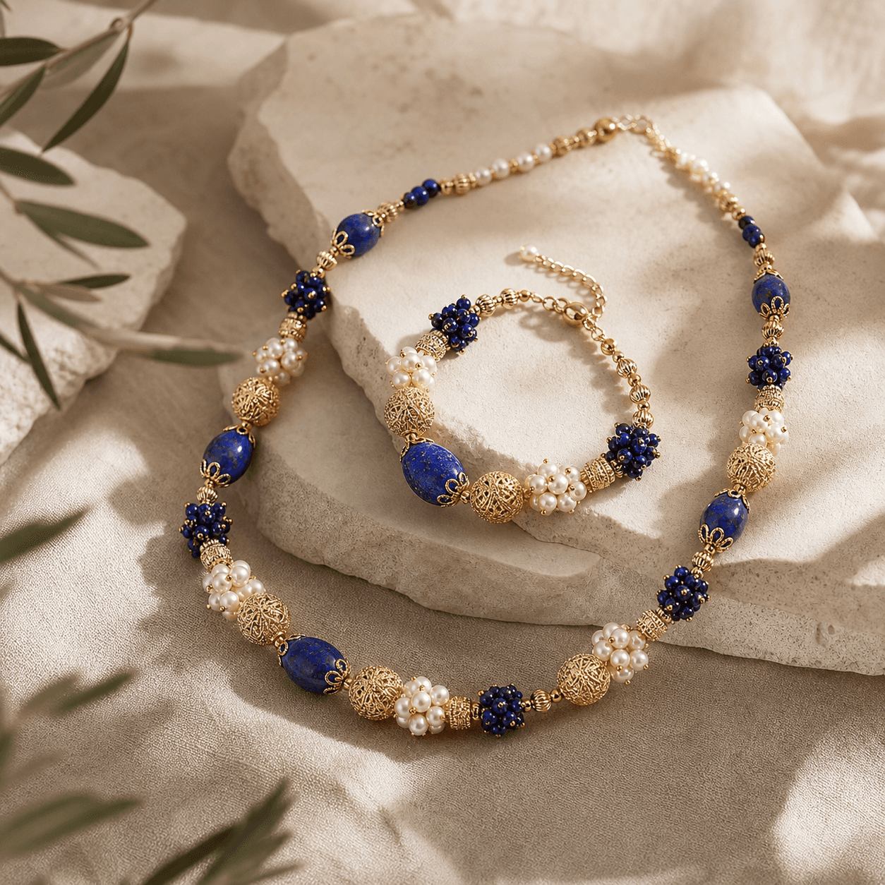The Deep Peace - Bracelet & Necklace Set - MythRealms pearl jewelry