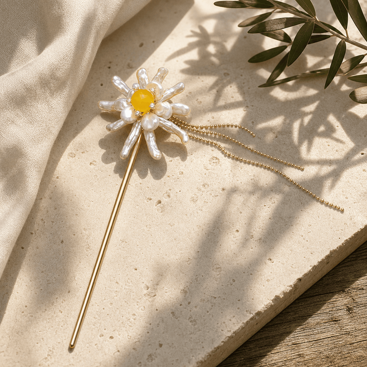 The Daisy Chain - Hair Stick - MythRealms pearl jewelry