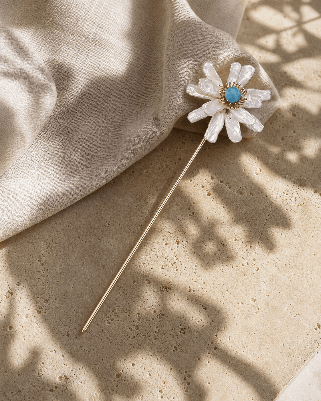 The Blueheart Bloom - Hair Stick - MythRealms pearl jewelry
